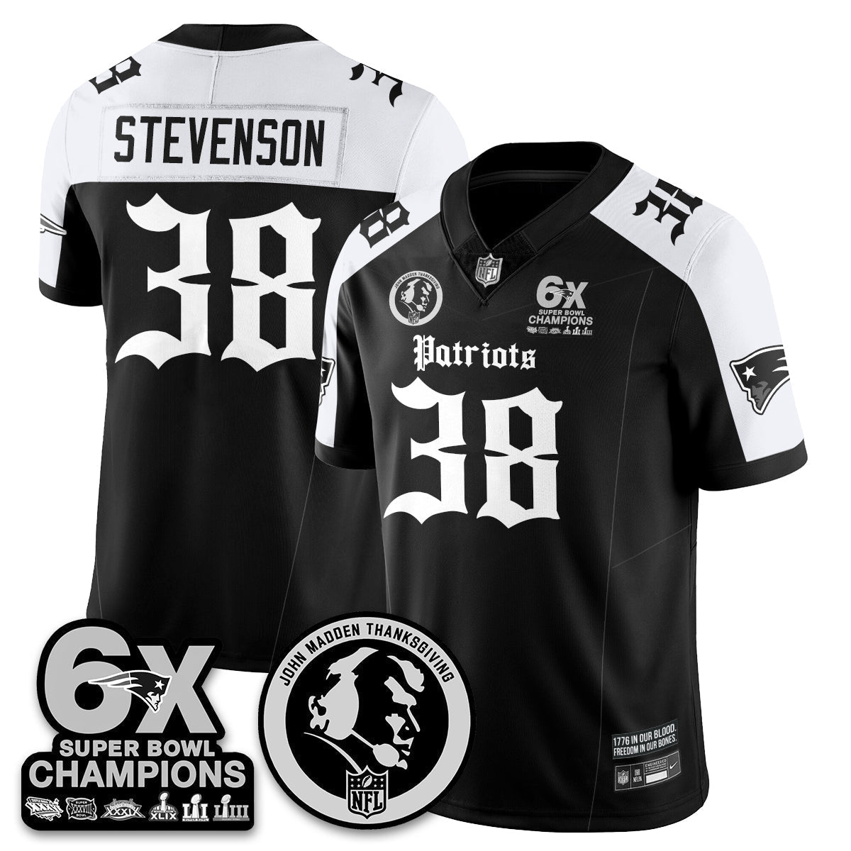 NE Gothic 6x Champions Patch Vapor Limited Jersey - John Madden Patch
