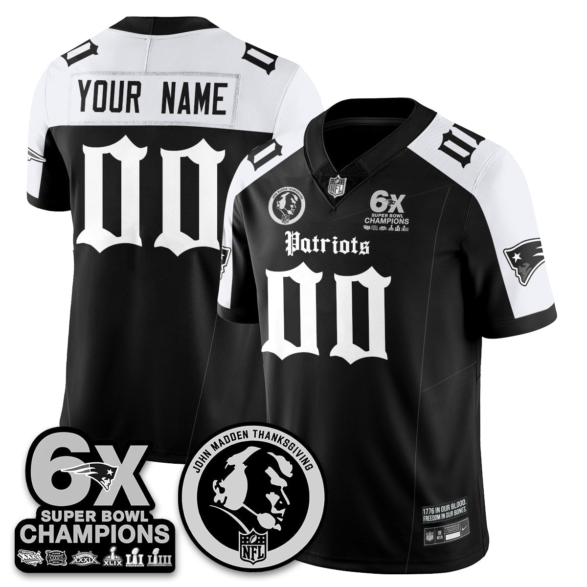 NE Gothic 6x Champions Patch Vapor Limited Jersey - John Madden Patch