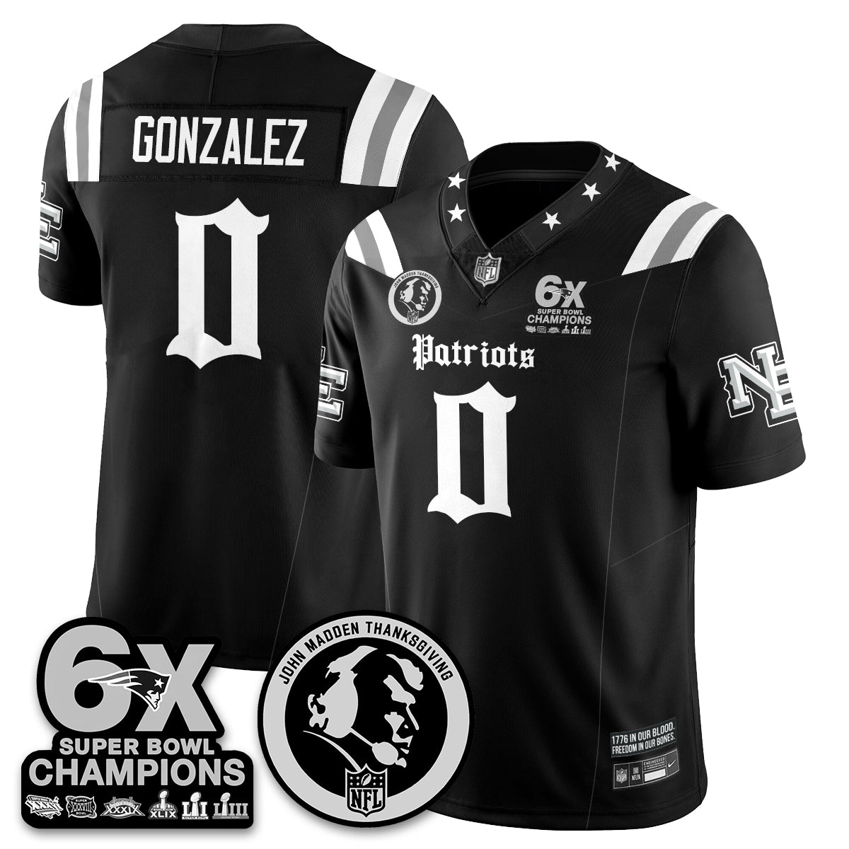 NE Gothic 6x Champions Patch Vapor Limited Jersey - John Madden Patch