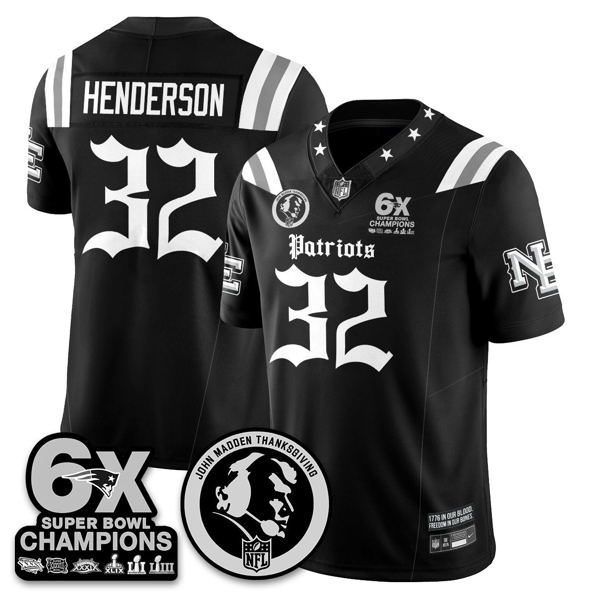 NE Gothic 6x Champions Patch Vapor Limited Jersey - John Madden Patch