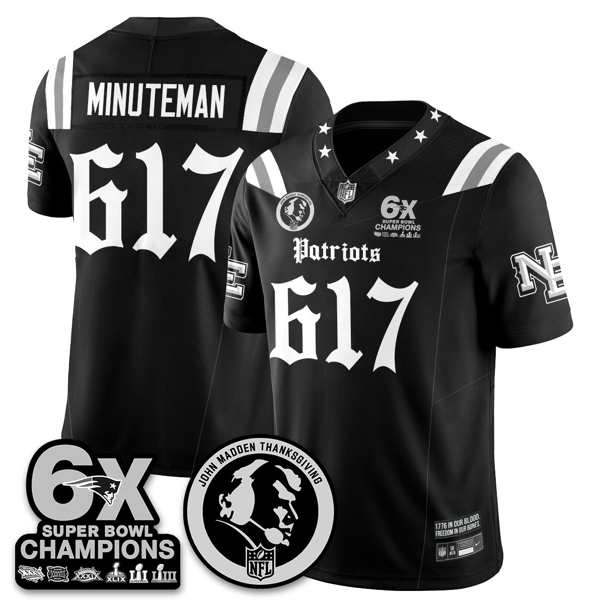 NE Gothic 6x Champions Patch Vapor Limited Jersey - John Madden Patch