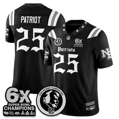NE Gothic 6x Champions Patch Vapor Limited Jersey - John Madden Patch