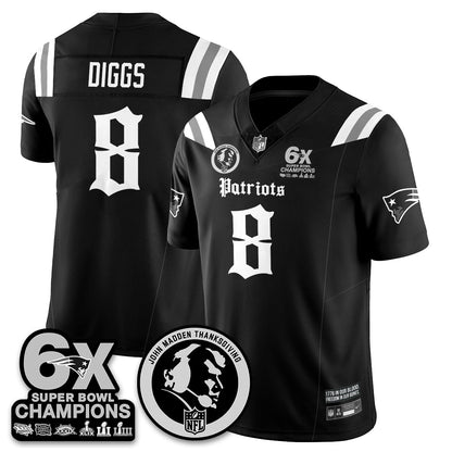 NE Gothic 6x Champions Patch Vapor Limited Jersey - John Madden Patch