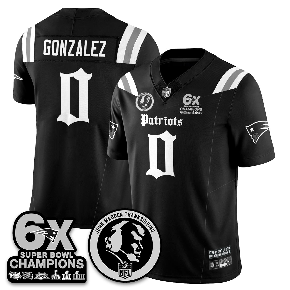 NE Gothic 6x Champions Patch Vapor Limited Jersey - John Madden Patch