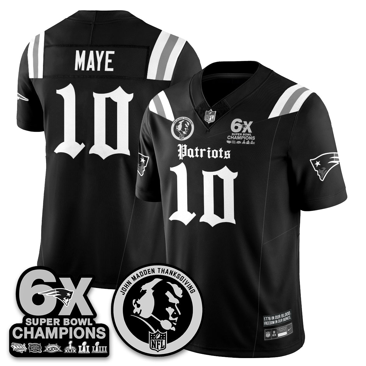 NE Gothic 6x Champions Patch Vapor Limited Jersey - John Madden Patch