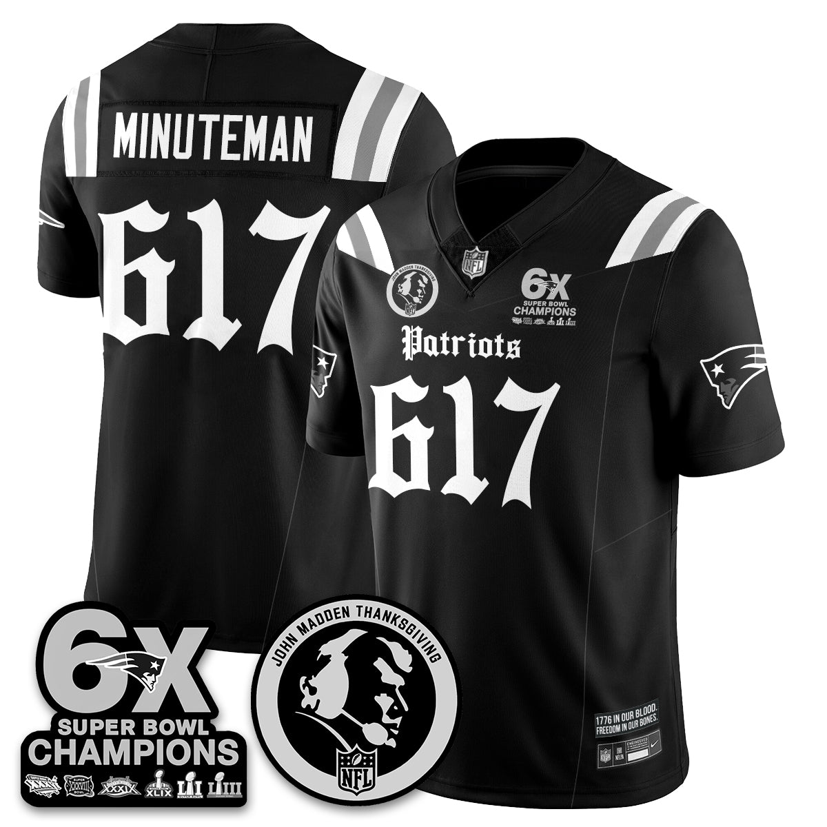 NE Gothic 6x Champions Patch Vapor Limited Jersey - John Madden Patch