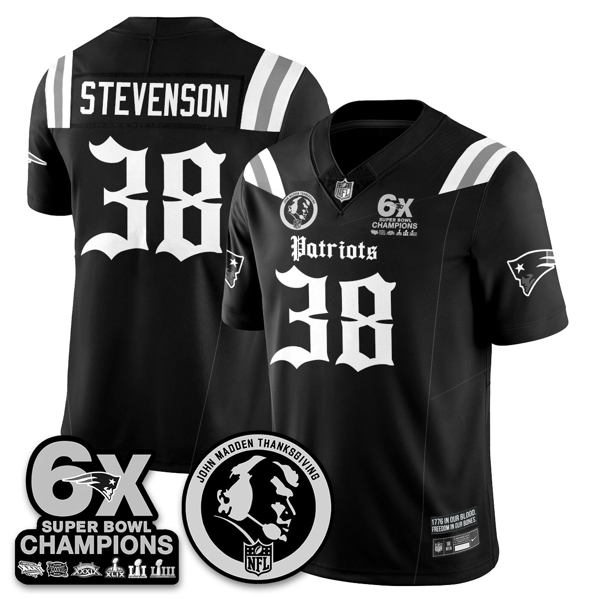 NE Gothic 6x Champions Patch Vapor Limited Jersey - John Madden Patch