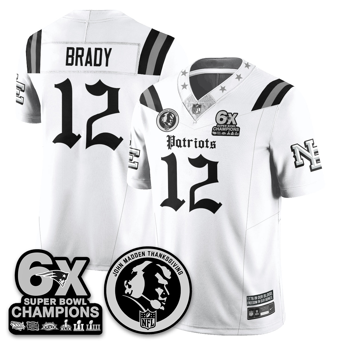 NE Gothic 6x Champions Patch Vapor Limited Jersey - John Madden Patch