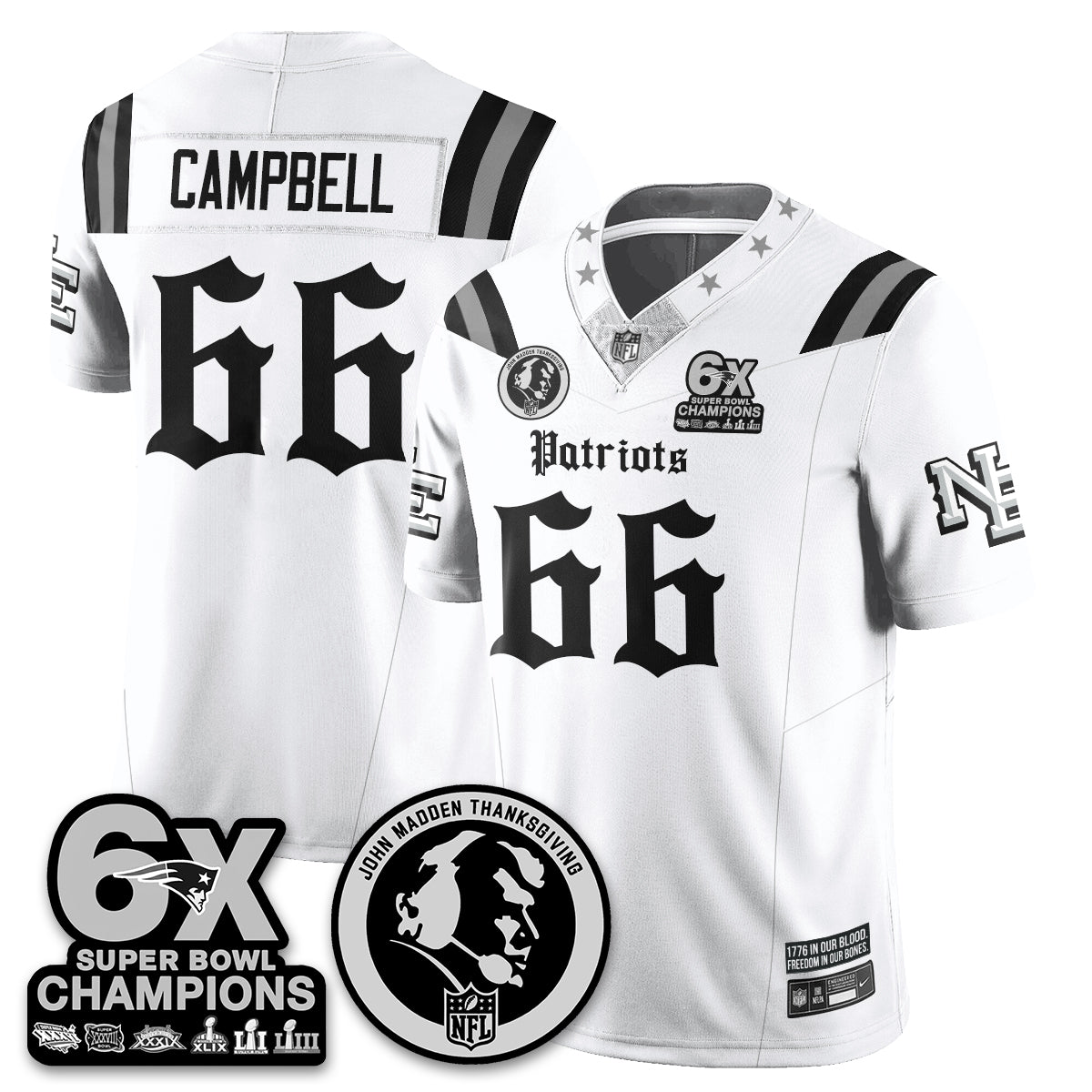NE Gothic 6x Champions Patch Vapor Limited Jersey - John Madden Patch