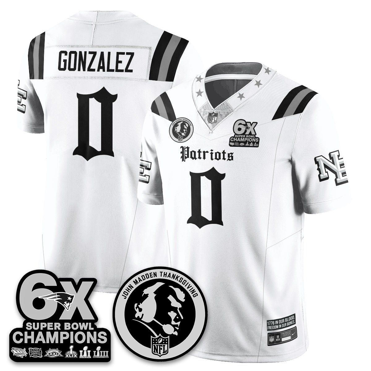 NE Gothic 6x Champions Patch Vapor Limited Jersey - John Madden Patch
