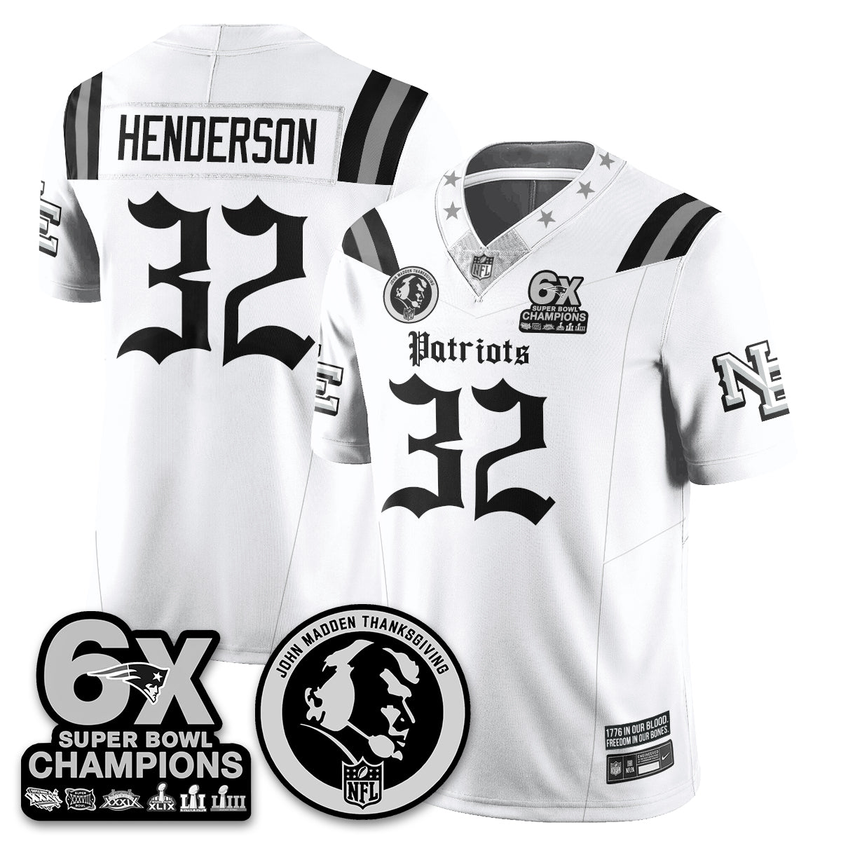 NE Gothic 6x Champions Patch Vapor Limited Jersey - John Madden Patch