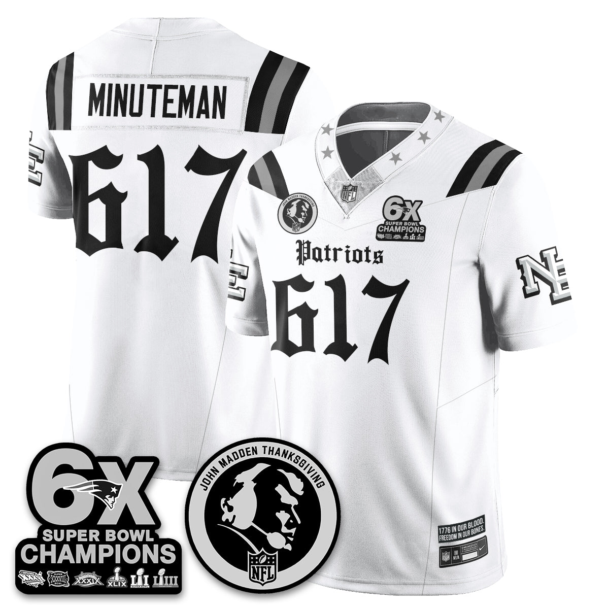 NE Gothic 6x Champions Patch Vapor Limited Jersey - John Madden Patch