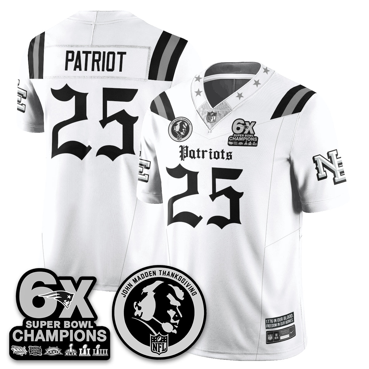 NE Gothic 6x Champions Patch Vapor Limited Jersey - John Madden Patch