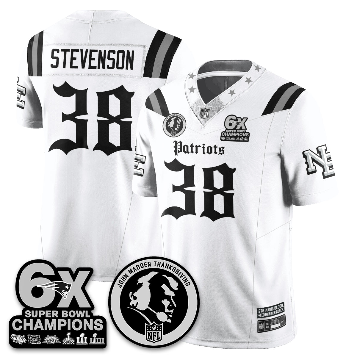 NE Gothic 6x Champions Patch Vapor Limited Jersey - John Madden Patch