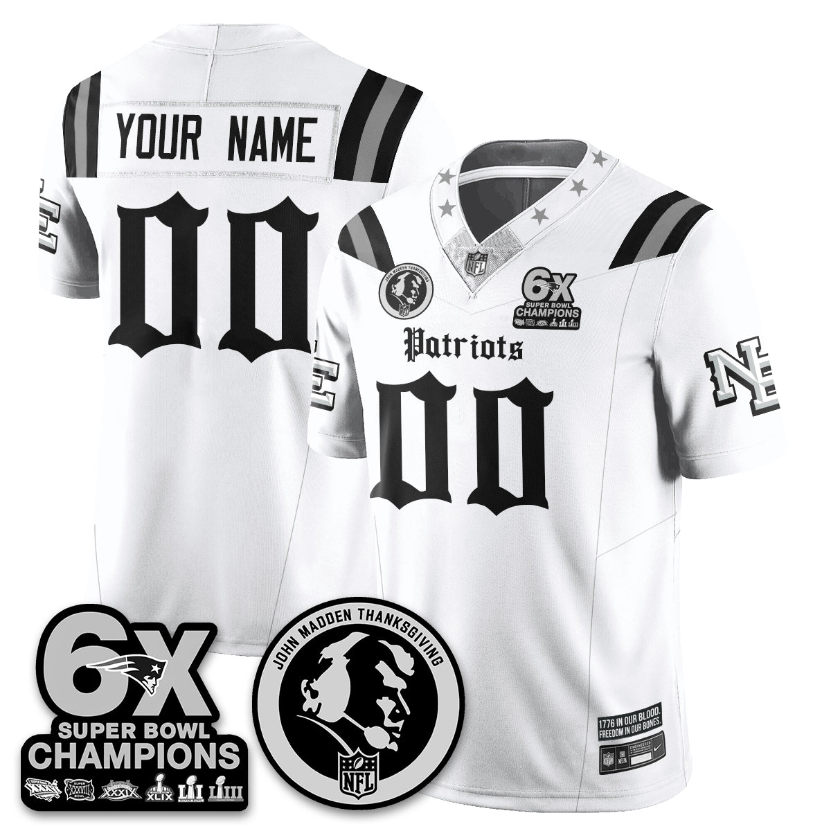 NE Gothic 6x Champions Patch Vapor Limited Jersey - John Madden Patch
