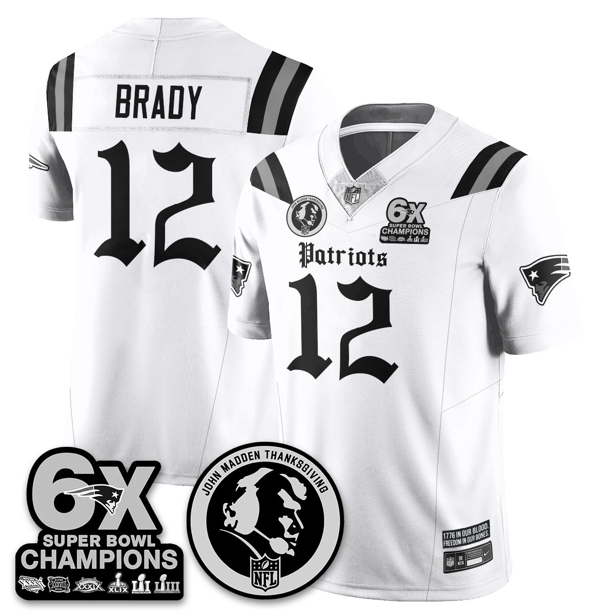 NE Gothic 6x Champions Patch Vapor Limited Jersey - John Madden Patch