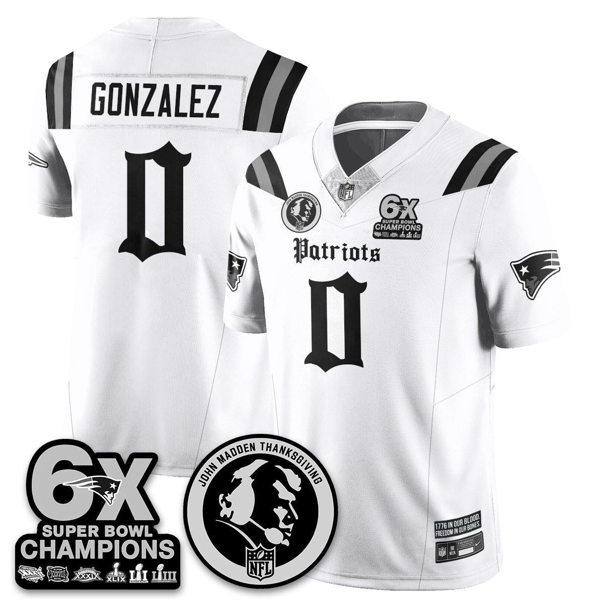 NE Gothic 6x Champions Patch Vapor Limited Jersey - John Madden Patch