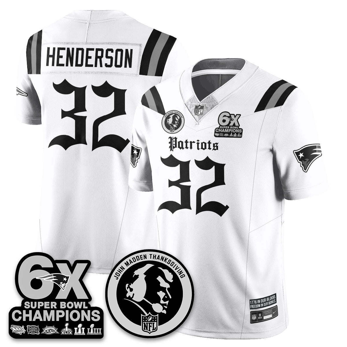 NE Gothic 6x Champions Patch Vapor Limited Jersey - John Madden Patch