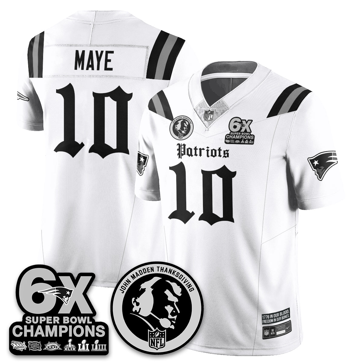 NE Gothic 6x Champions Patch Vapor Limited Jersey - John Madden Patch