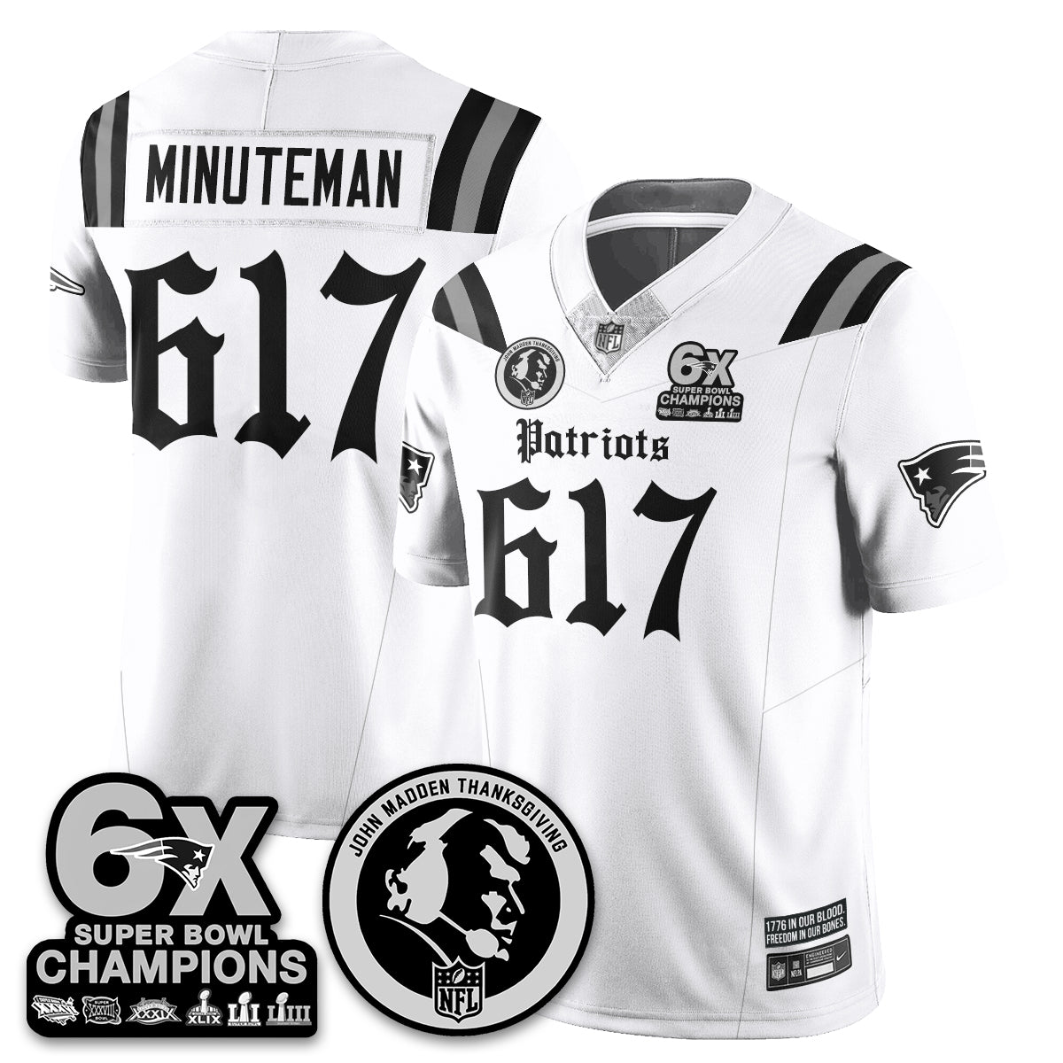 NE Gothic 6x Champions Patch Vapor Limited Jersey - John Madden Patch