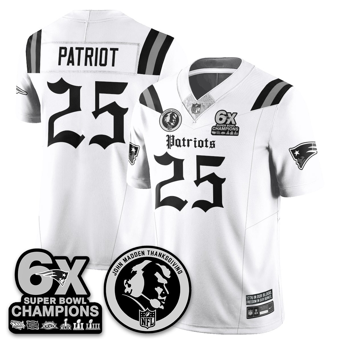 NE Gothic 6x Champions Patch Vapor Limited Jersey - John Madden Patch