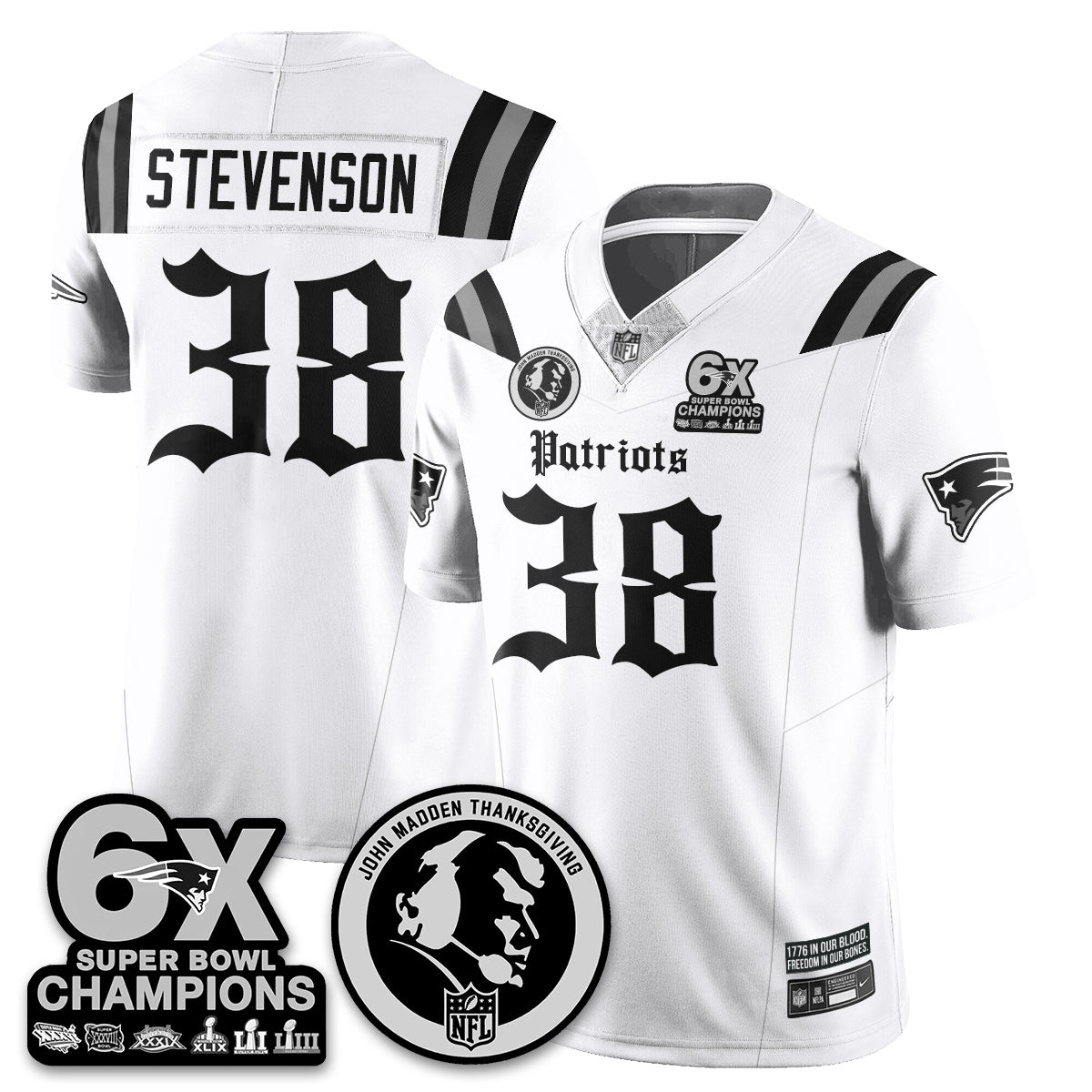 NE Gothic 6x Champions Patch Vapor Limited Jersey - John Madden Patch