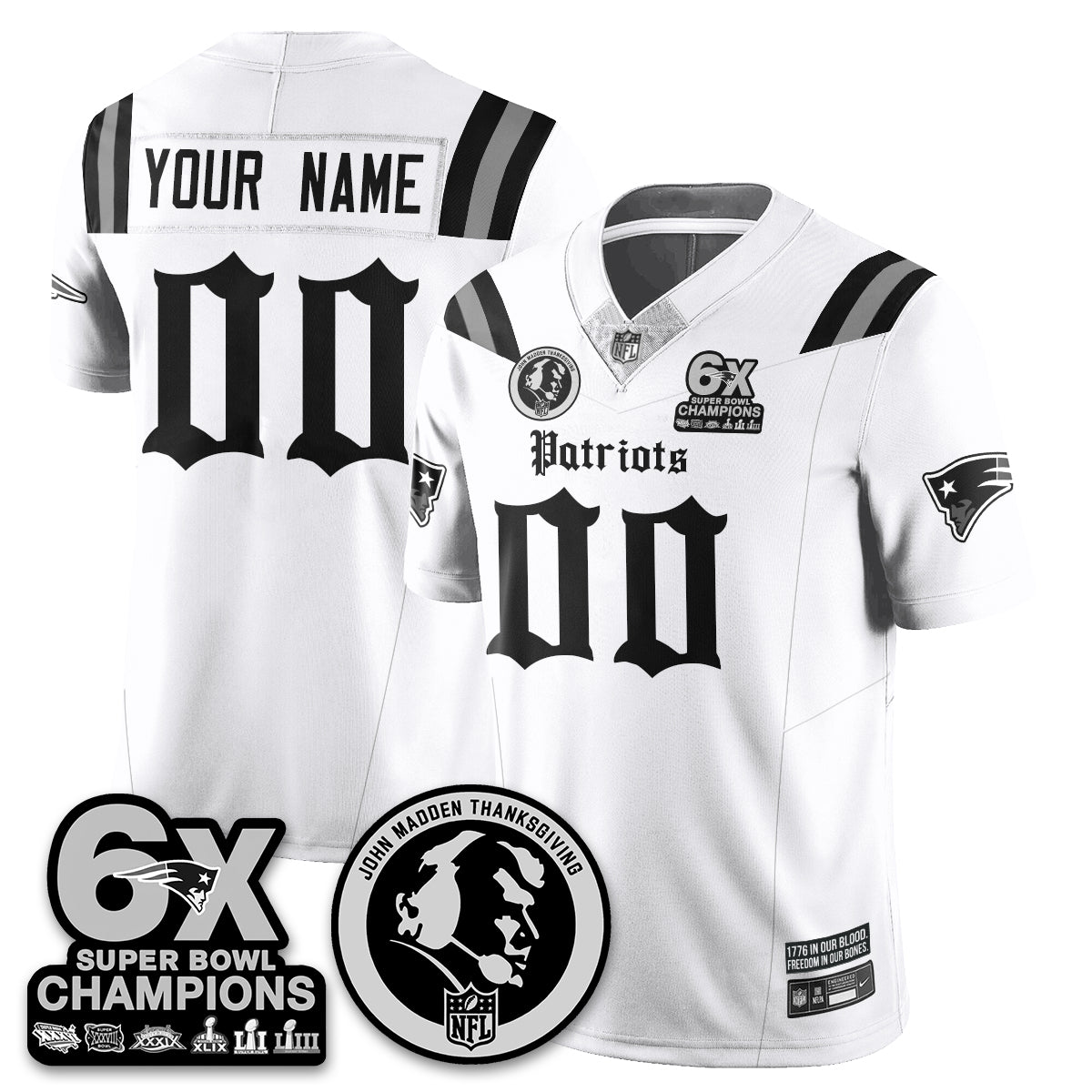 NE Gothic 6x Champions Patch Vapor Limited Jersey - John Madden Patch