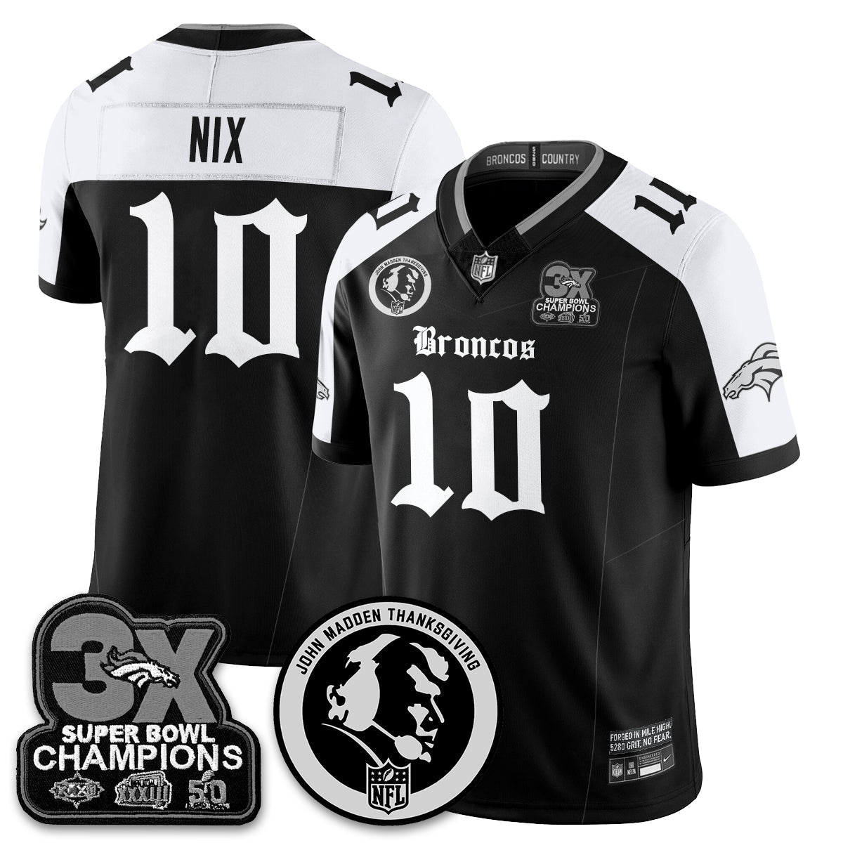 DEN Gothic 3x Champions Vapor Limited Jersey - John Madden Patch - All Stitched
