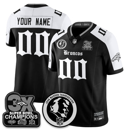 DEN Gothic 3x Champions Vapor Limited Custom Jersey - John Madden Patch - All Stitched