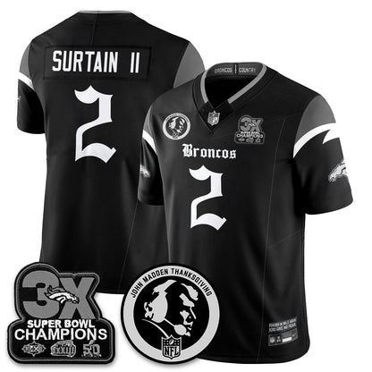 DEN Gothic 3x Champions Vapor Limited Jersey - John Madden Patch - All Stitched