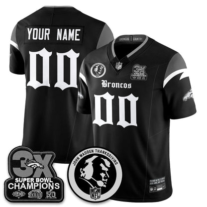 DEN Gothic 3x Champions Vapor Limited Custom Jersey - John Madden Patch - All Stitched