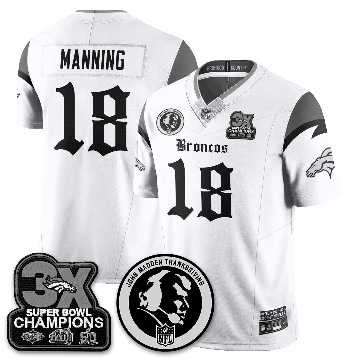 DEN Gothic 3x Champions Vapor Limited Jersey - John Madden Patch - All Stitched