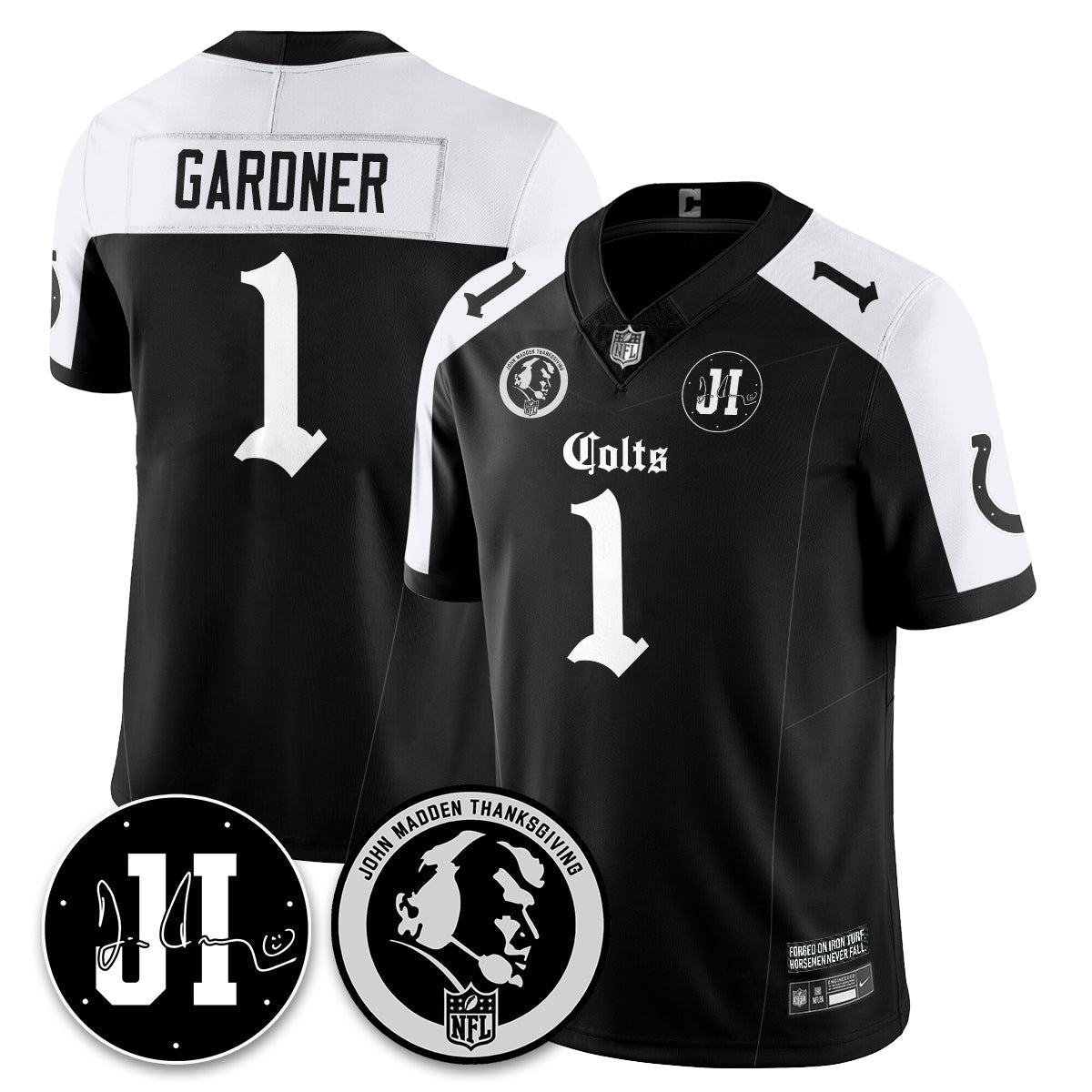 IND Gothic Vapor Limited Jersey - John Madden, Jim Irsay Patch - All Stitched