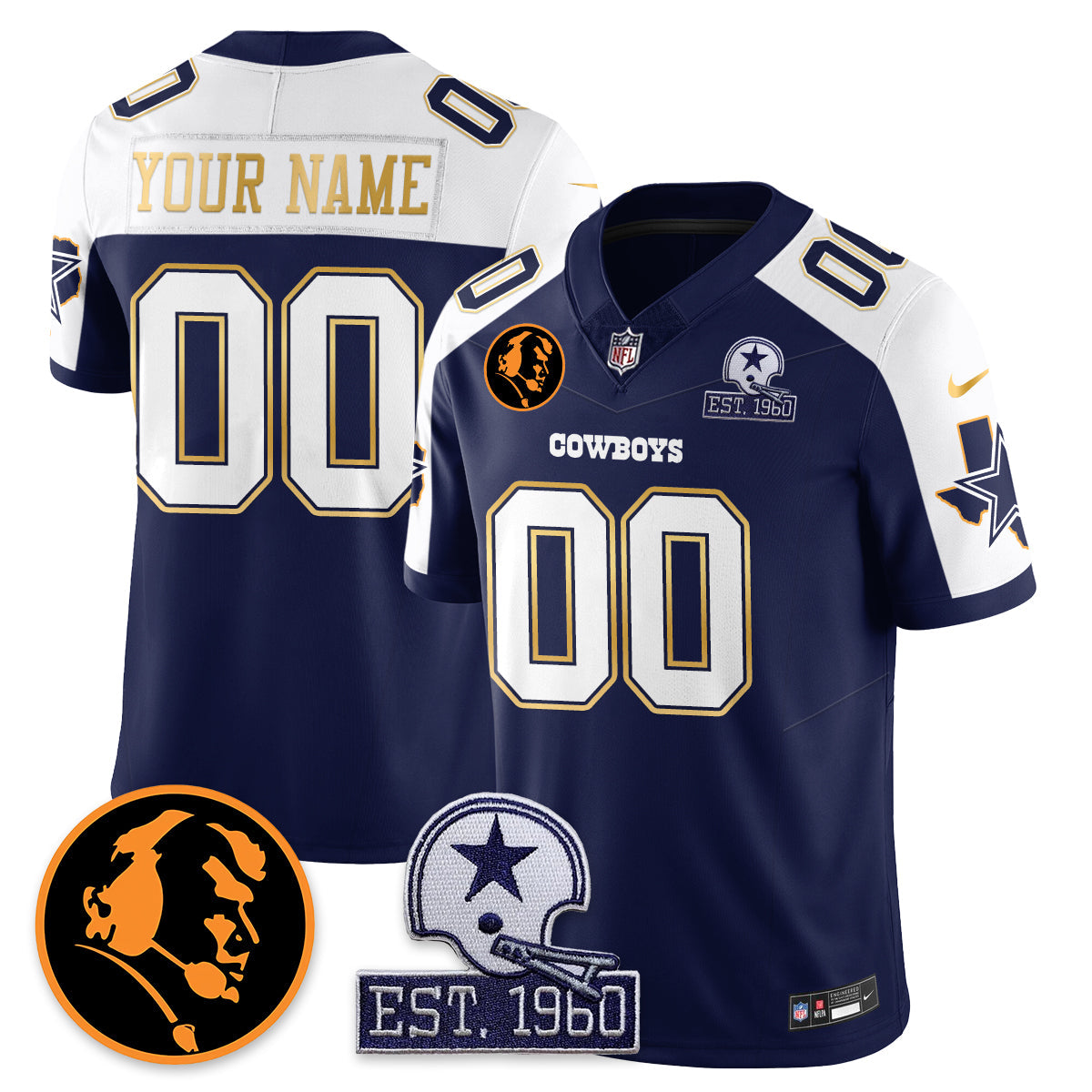 Custom DAL Vapor Limited Gold Jersey - John Madden Patch