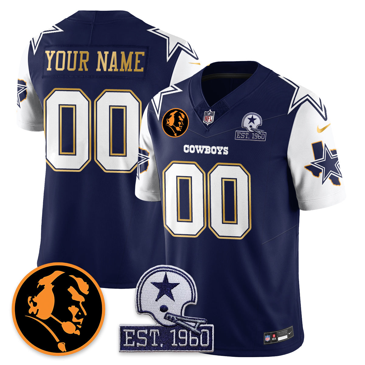 Custom DAL Vapor Limited Gold Jersey - John Madden Patch