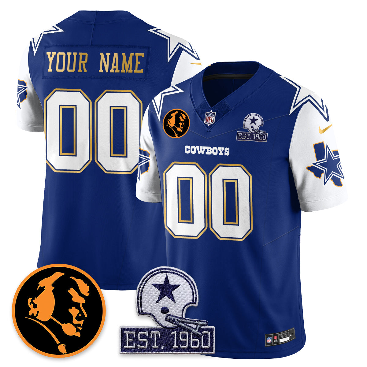 Custom DAL Vapor Limited Gold Jersey - John Madden Patch