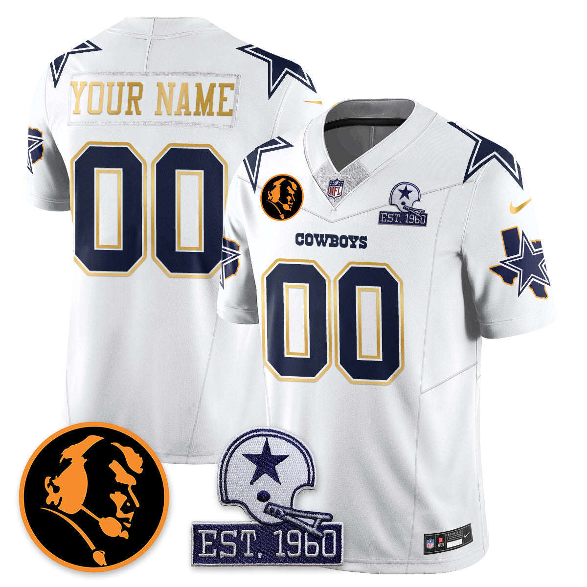 Custom DAL Vapor Limited Gold Jersey - John Madden Patch