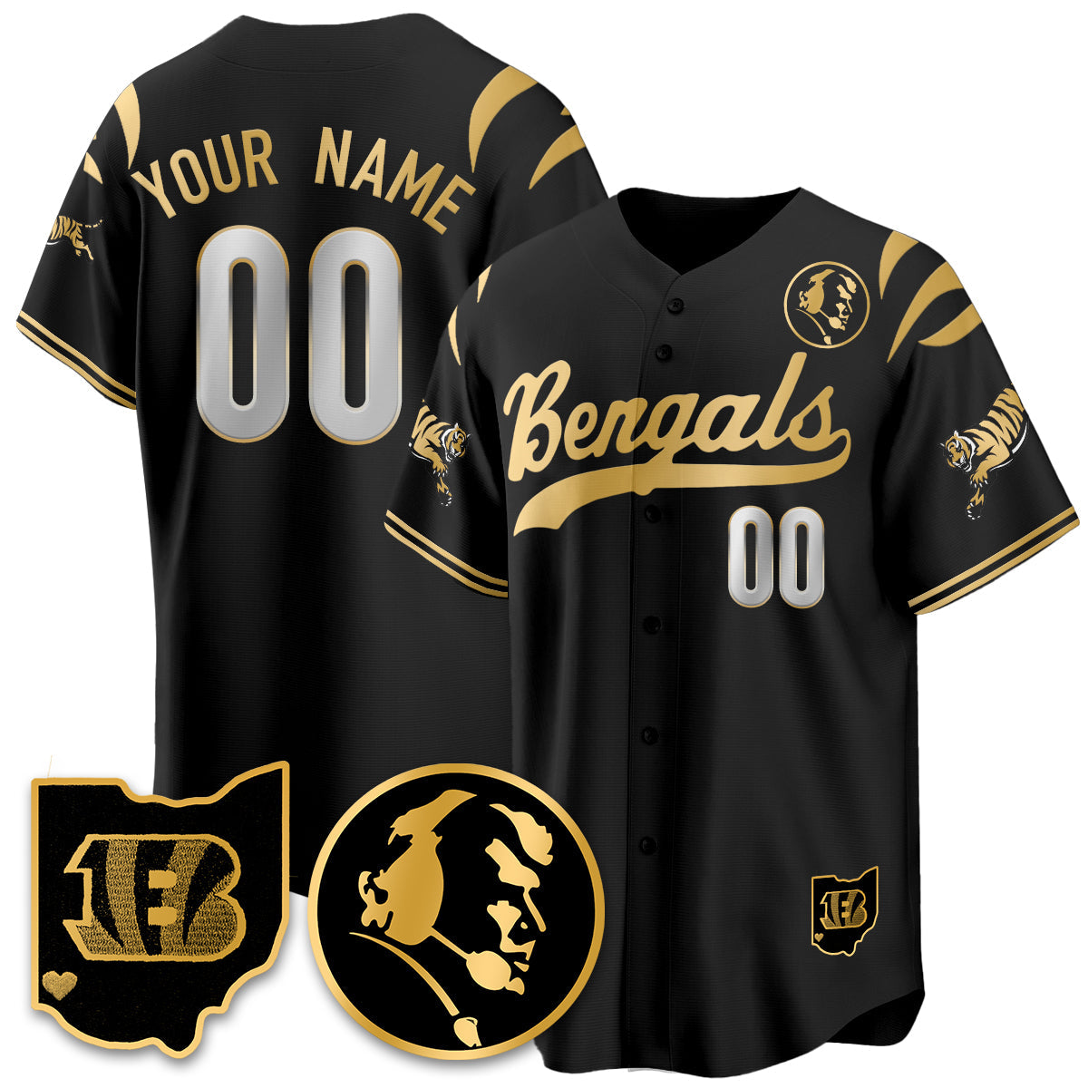 Custom CIN Vapor Limited Baseball Jersey - John Madden Patch - All Stitched\