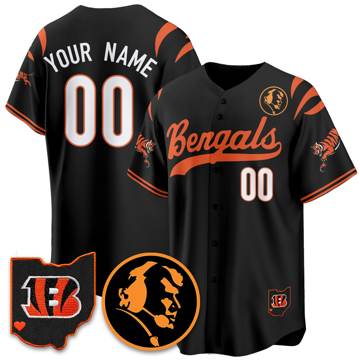 Custom CIN Vapor Limited Baseball Jersey - John Madden Patch - All Stitched\