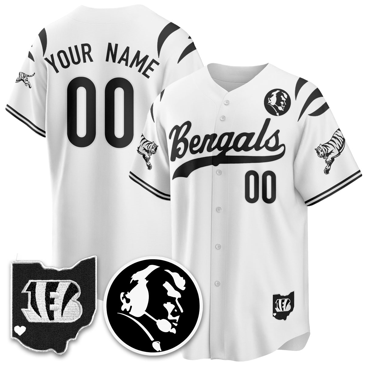 Custom CIN Vapor Limited Baseball Jersey - John Madden Patch - All Stitched\