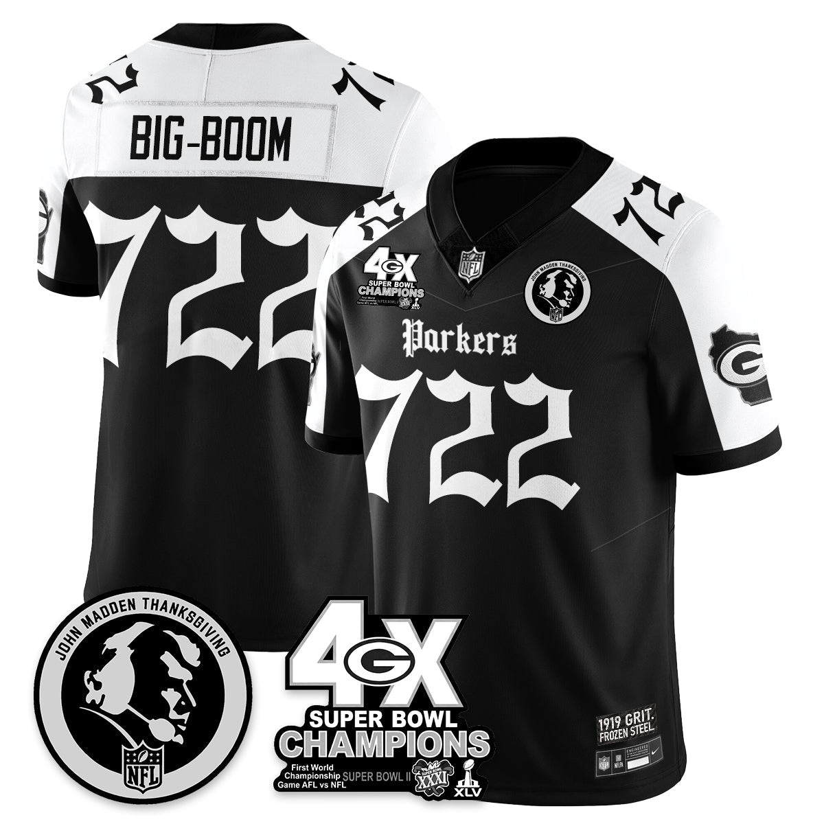 GB Gothic Vapor Limited Jersey - John Madden Patch - All Stitched