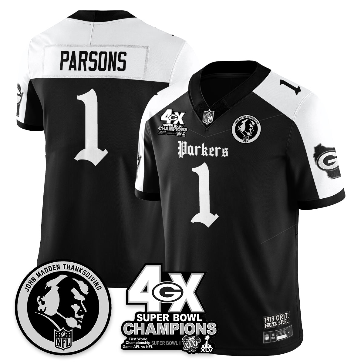 GB Gothic Vapor Limited Jersey - John Madden Patch - All Stitched