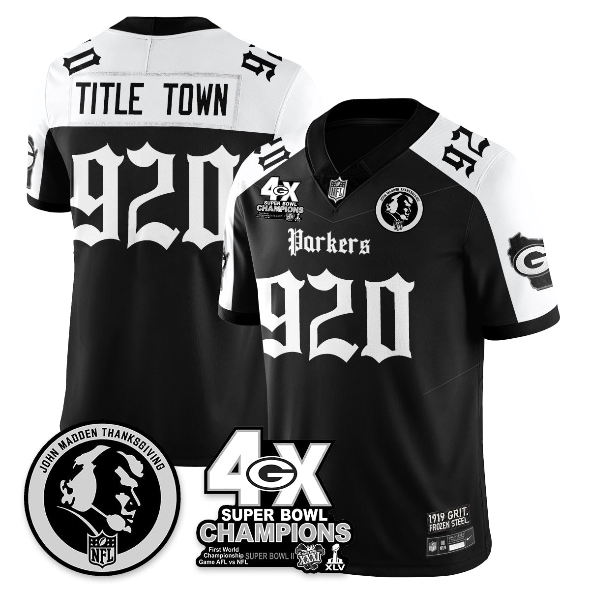 GB Gothic Vapor Limited Jersey - John Madden Patch - All Stitched