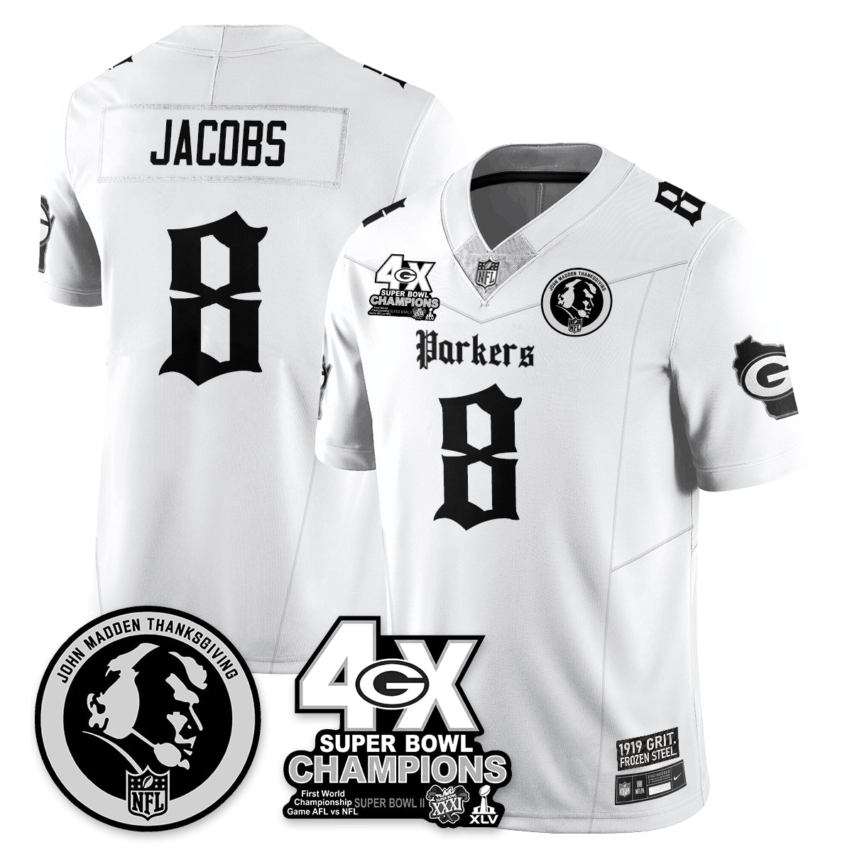 GB Gothic Vapor Limited Jersey - John Madden Patch - All Stitched