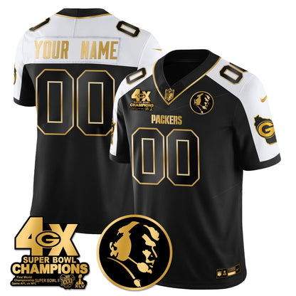 GB 4-Time Champions Vapor Limited Gold Jersey - John Madden Patch - All Stitched
