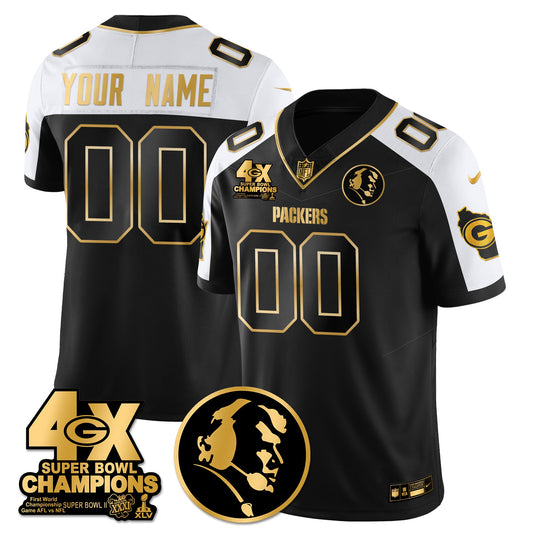 GB 4-Time Champions Vapor Limited Gold Custom Jersey - John Madden Patch - All Stitched