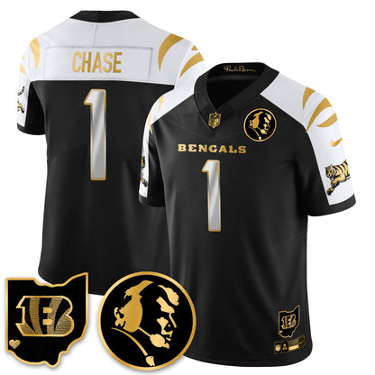 CIN Vapor Limited Gold Jersey - John Madden Patch - All Stitched