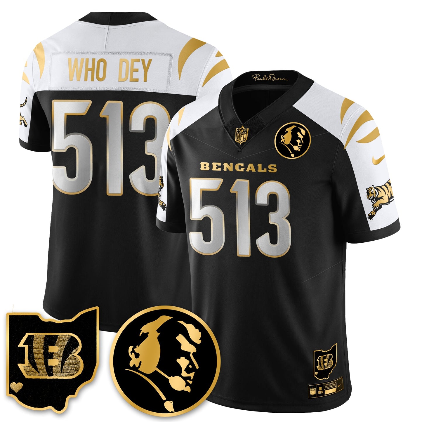 CIN Vapor Limited Gold Jersey - John Madden Patch - All Stitched