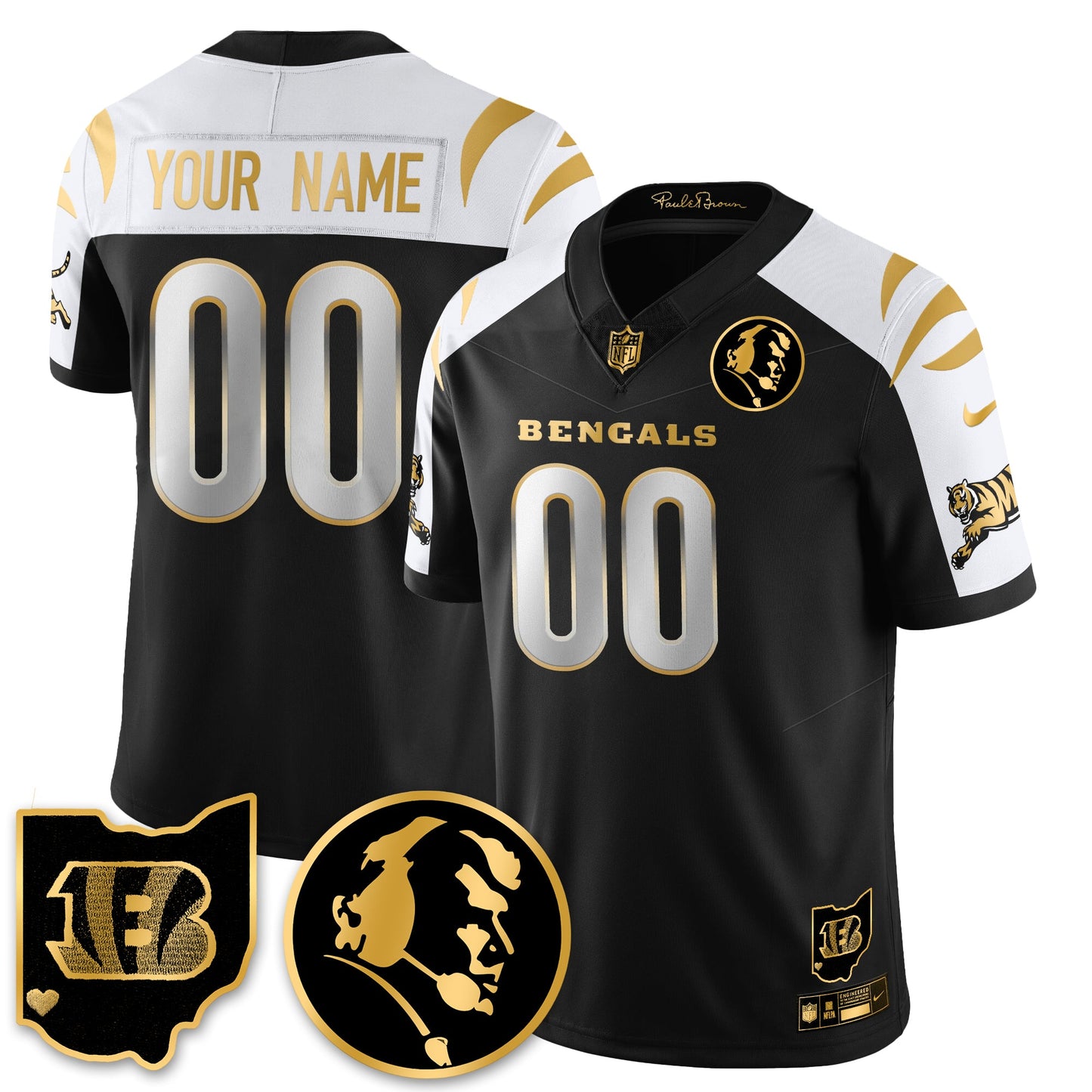 CIN Vapor Limited Gold Custom Jersey - John Madden Patch - All Stitched