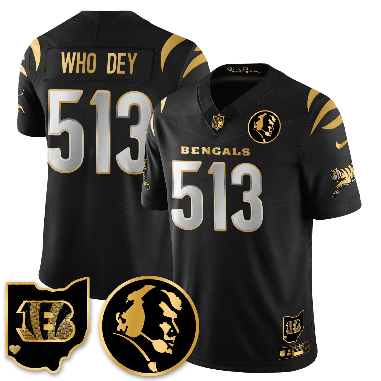 CIN Vapor Limited Gold Jersey - John Madden Patch - All Stitched